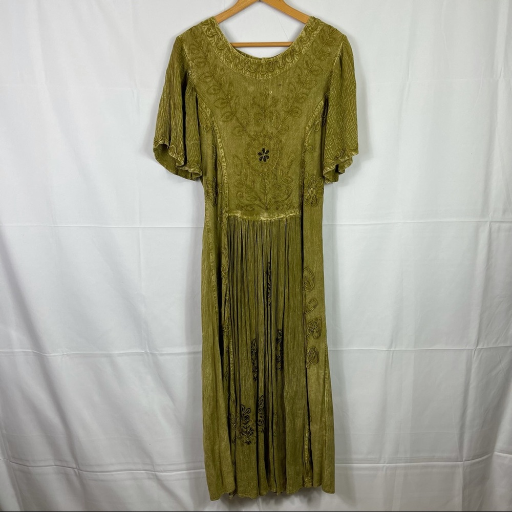 VTG gothic medieval corset embroidered flowy sleeved midi dress